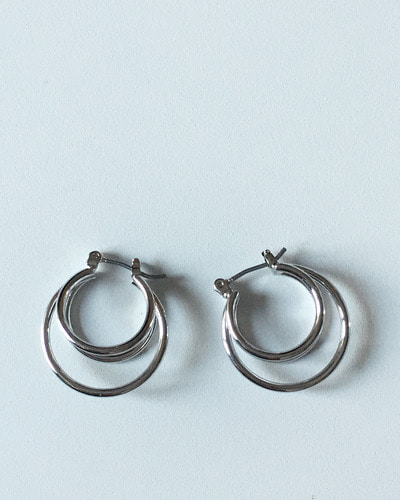 (당일출고/6500→4000) 3-ring earring (링귀걸이/ 실버 / 링이어링 / 포인트아이템 / 가벼운귀걸이 / 바캉스)