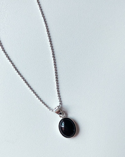 onyx silver necklace (오닉스 실버 네크리스 / 실버92.5 / 은목걸이 / 은제품 / 오닉스 목걸이 / 실버목걸이)