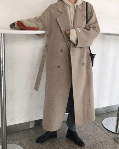 [255000에서할인] loe handmade long coat[로에 핸드메이드 롱코트/더블코트/울코트/오버핏/모직코트]