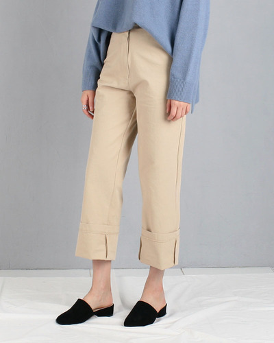 semi wide cotton pants(2color)