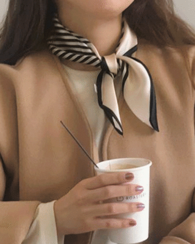 square stripe silk scarf [ 스퀘어 스트라이프 실크 스카프 / 실크100 / 스트라이프 / 쁘띠스카프 / 꾸안꾸 / 포인트아이템 / 토템 ]